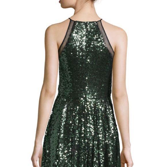 Badgley Mischka Sequin Halter-Neck Cocktail Dress - Picture 2 of 2